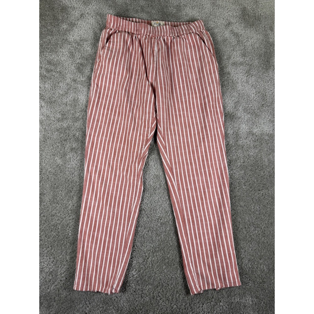 Marine Layer Striped Pull On Pants Terracotta Red White Tencel Blend XS